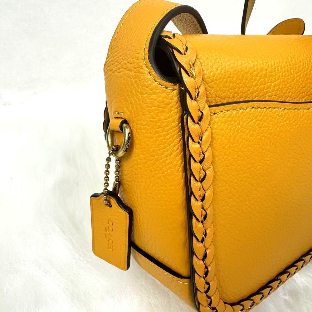 Coach Tabby Leather Crossbody Messenger 19 With Braid- Brass/Buttercup CJ837 NWT - Picture 7 of 13